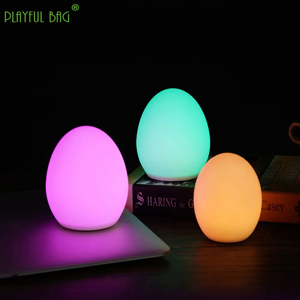 LED Mini Silicone Egg Night Lights Cartoon Remote Controlled 16 Color Sleep Bedside Lamp Children Toys Decompression Gift VG134