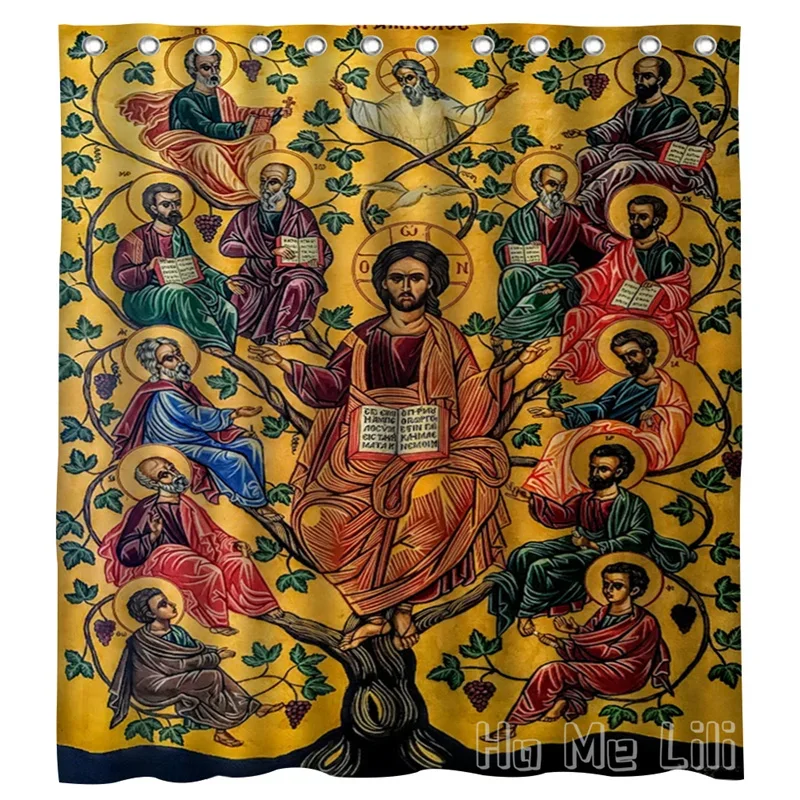 True Vine Icon Shower Curtain By Ho Me Lili Prophet Jesus Christ God Religious Faith Waterproof Bathroom Decoration With Hooks