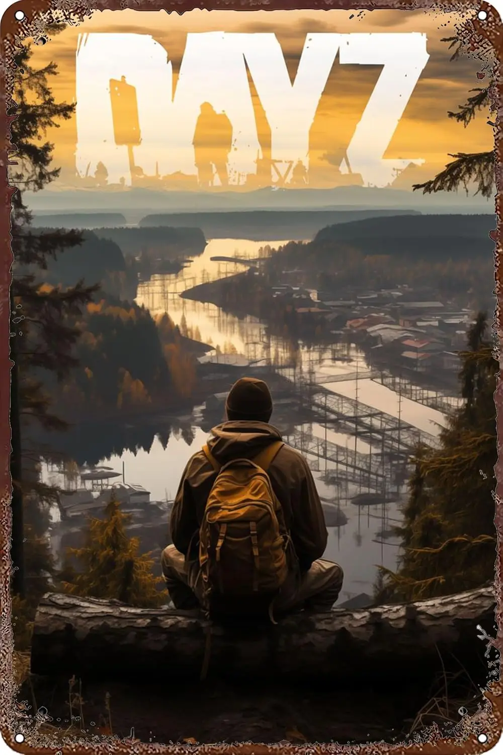 DayZ شعار خلفية 2 معدن القصدير تسجيل ملصق لعبة ديكور لغرفة المعيشة مقهى علامة ديكور للجدار 12x8 بوصة #1