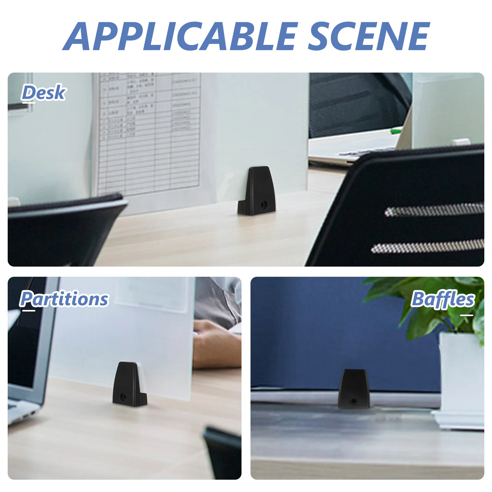 2 قطعة سطح المكتب المشبك قابل للتعديل لوحة زجاجية قوس لمكتب مكتب التقسيم شاشة الخصوصية دعم مستقر أسود