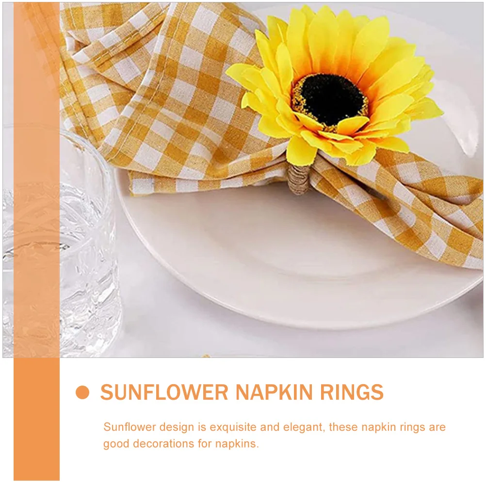 

6 шт. кольца для салфеток с подсолнухом, пластиковые декоративные держатели для салфеток из пеньковой веревки, вечерние, свадебные, банкетные, кухонные аксессуары для бара