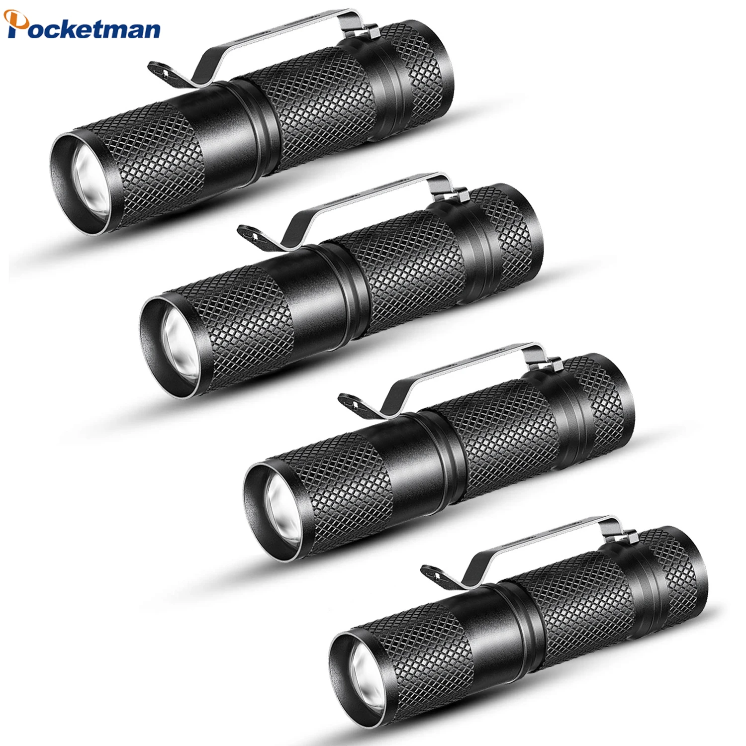 

4PC Mini LED Flashlight USB Rechargeable Zoom Torch Portable Emergency Powerful Lamp Outdoor Waterproof Camping Lantern