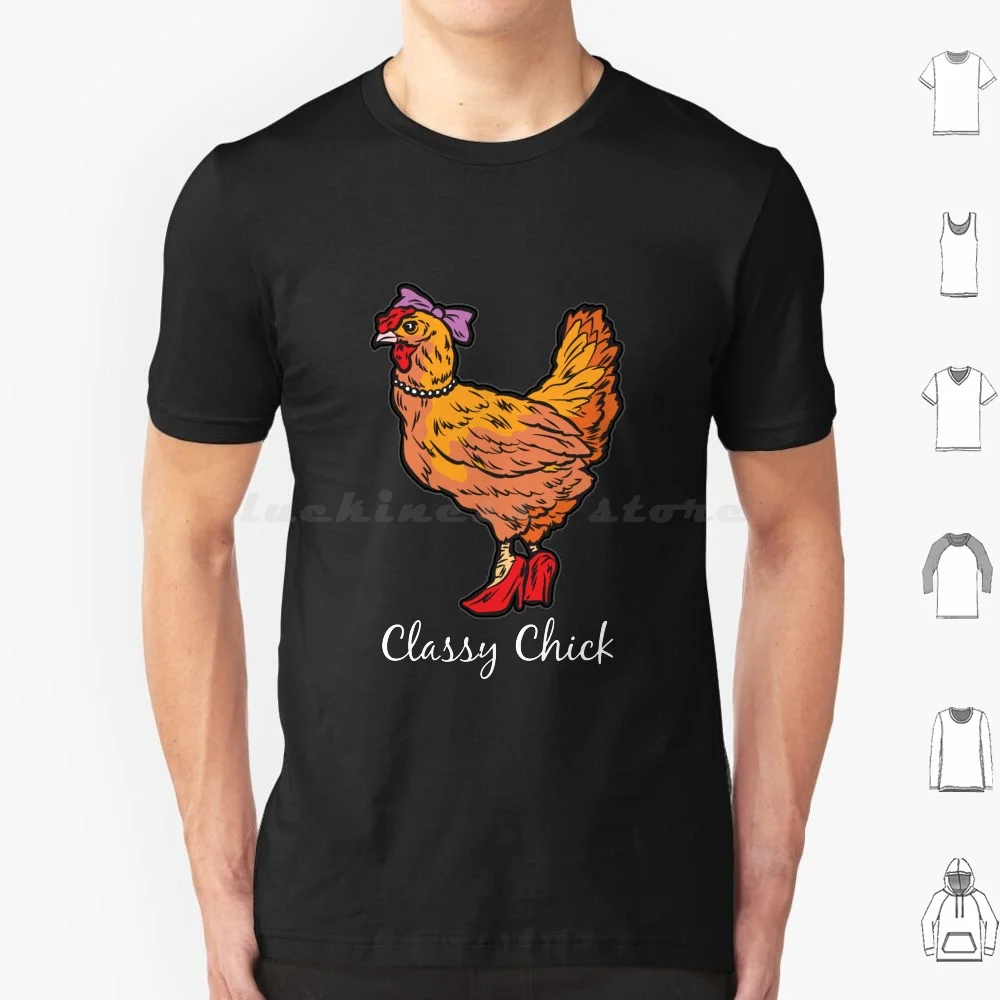 Classy Chick With High Heels And Silver Chain T Shirt Big Size 100% Cotton Chick Magnet Jewelry Chicken Chain Hen Night