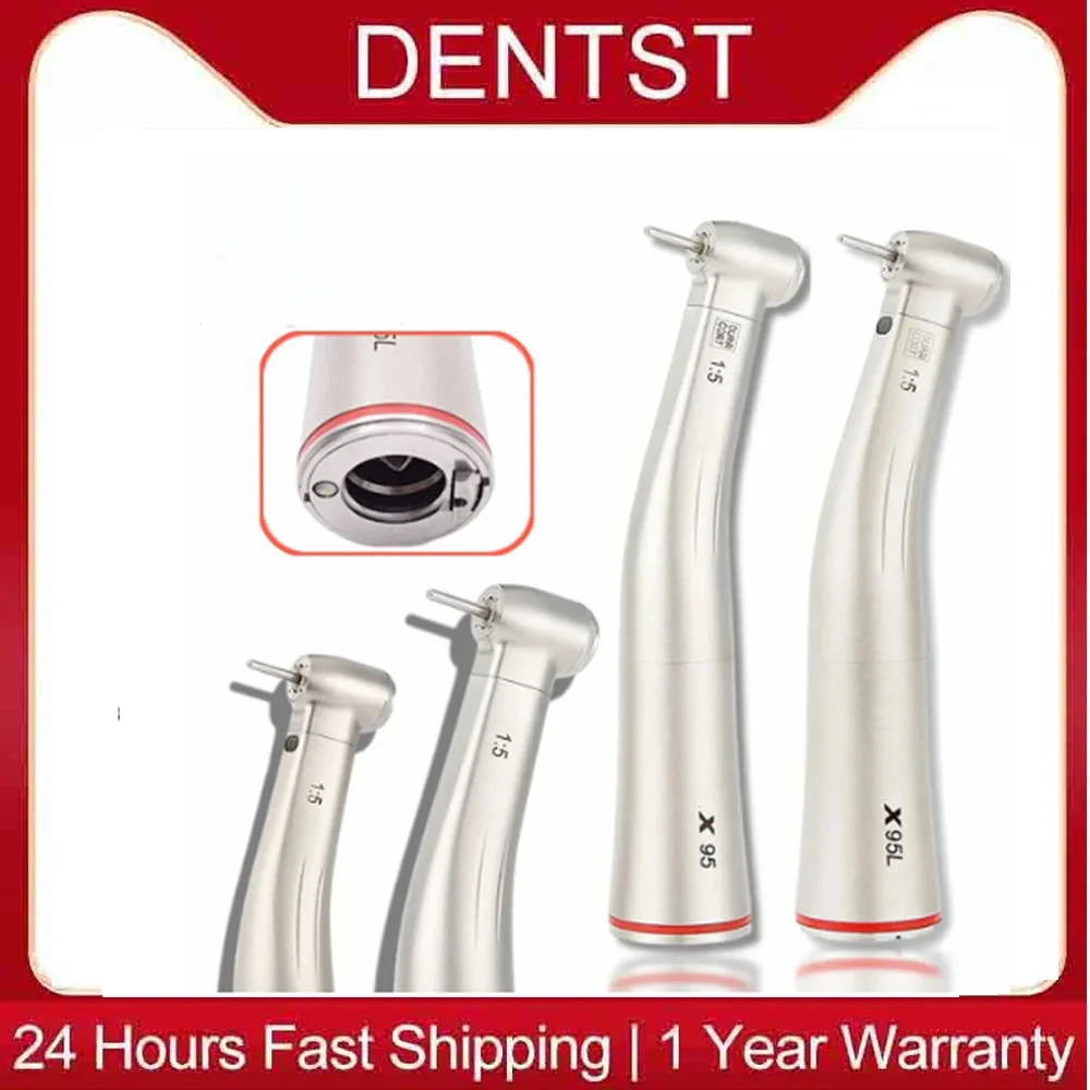 

Dentst Dental Push Button Increase Speed 1:5 Contra Angle Handpiece Mini Head X95L Turbine Red Ring Dentistry Inner Water Spray