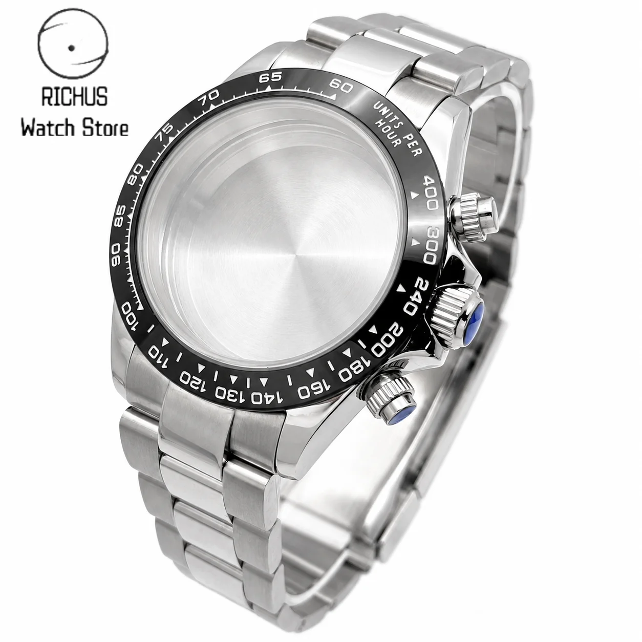 39mm VK63 Case Silver Watch Case Stainless Steel Watch Strap Fit VK63 Quartz Movement Watch Accessories
