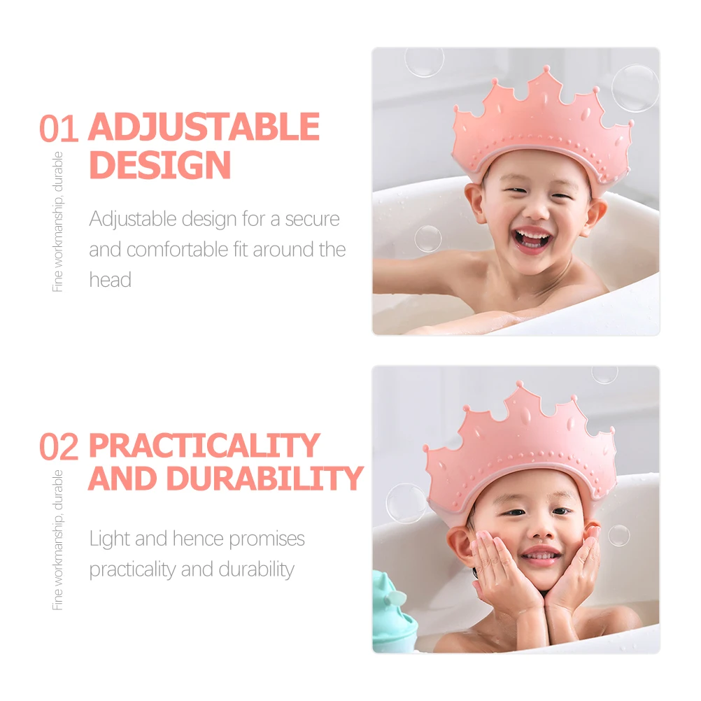

Детская шапочка для шампуня в форме короны, регулируемая водонепроницаемая шапочка для купания для детей, нескользящая шапочка для душа из ТПЭ, принадлежности для детской ванны
