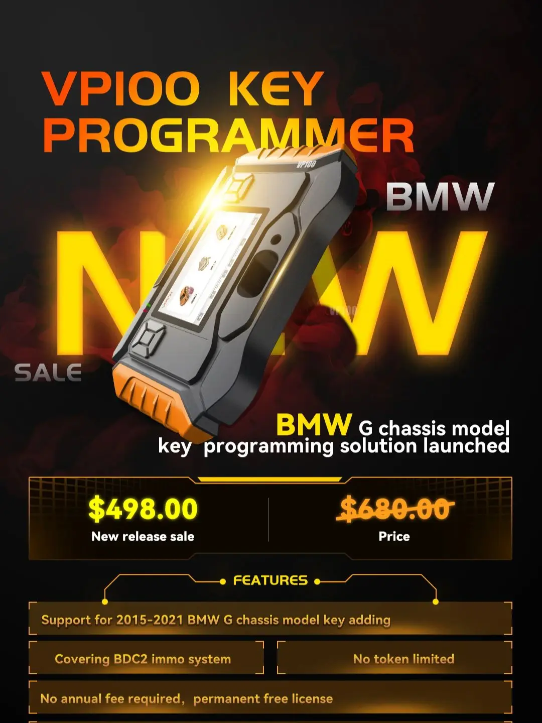 

CNP211 Vapon VP100 BMW G Classis Model Key Programmer Support for 2015-2021 BMW G Classis model Adding