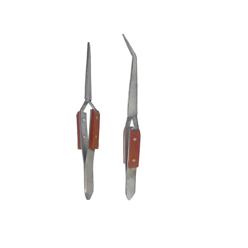 2Pcs Stainless Steel Cross Locking Lock Tweezers Self Closing Jewelry Soldering Craft Repair Hand Tool