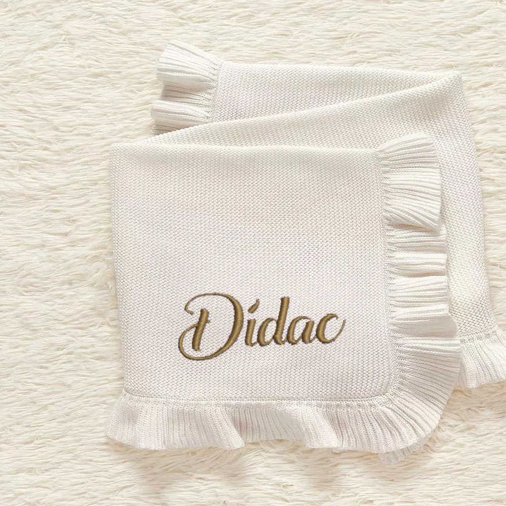 Embroidered Baby Blanket Custom Name Stroller Blanket Newborn Baby Shower Party Gift Nursery Room Afternoon Nap Soft Blankets