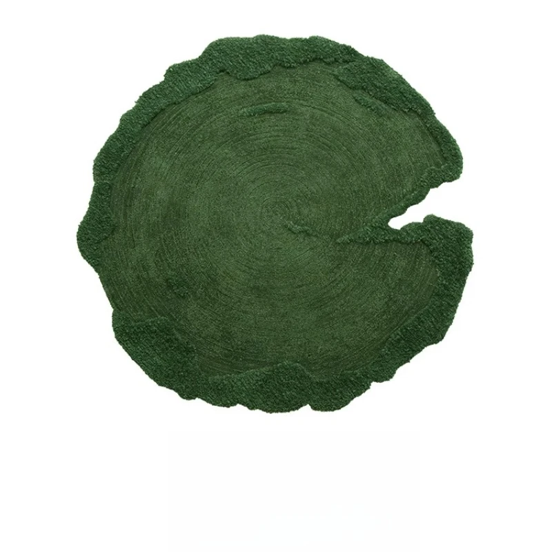 

Rime velvet | Round irregular court green wool carpet living room bedroom