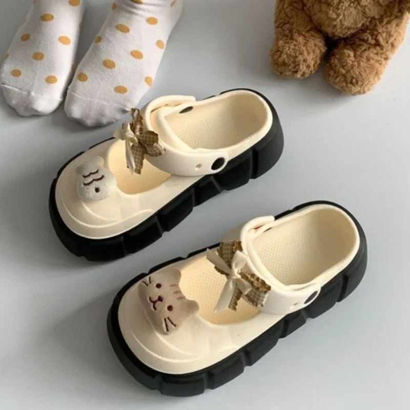 

New Cute DIY Cat Fish Fashion Clogs For Women Indoor Street Slippers Soft EVA Close Toe Platform Shoes Female Leisure Mulers