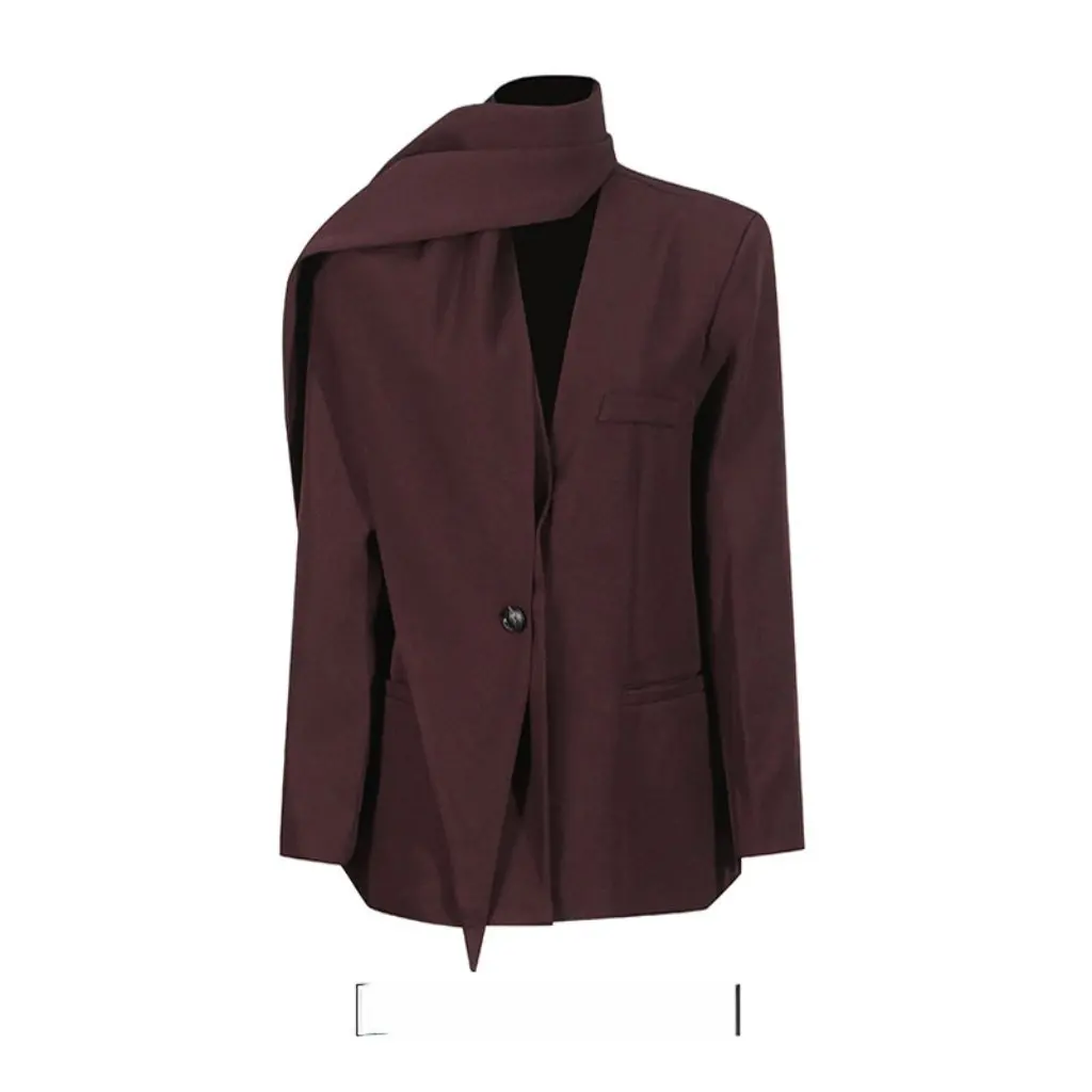 Women's High-End Blazer Loose Casual One-Button Suit with Ribbon Design for Autumn Fashion Trend
