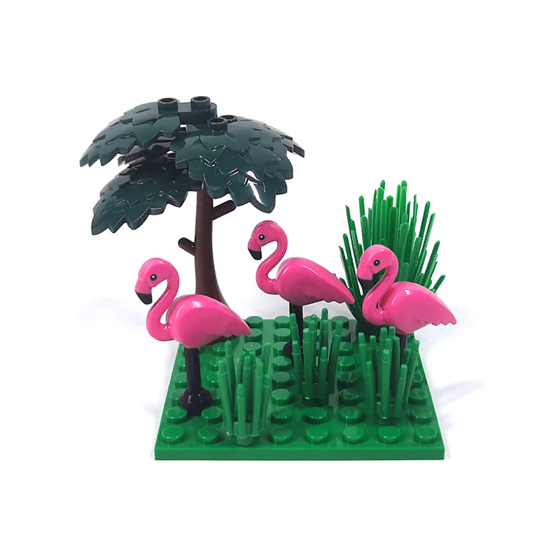 جديد الحيوان الكبار/الشهر فلامنغو Phoenicopteridae MOC اللبنات حديقة الحيوان الحيوانات الأليفة الطوب اللعب متوافق مع ليغو