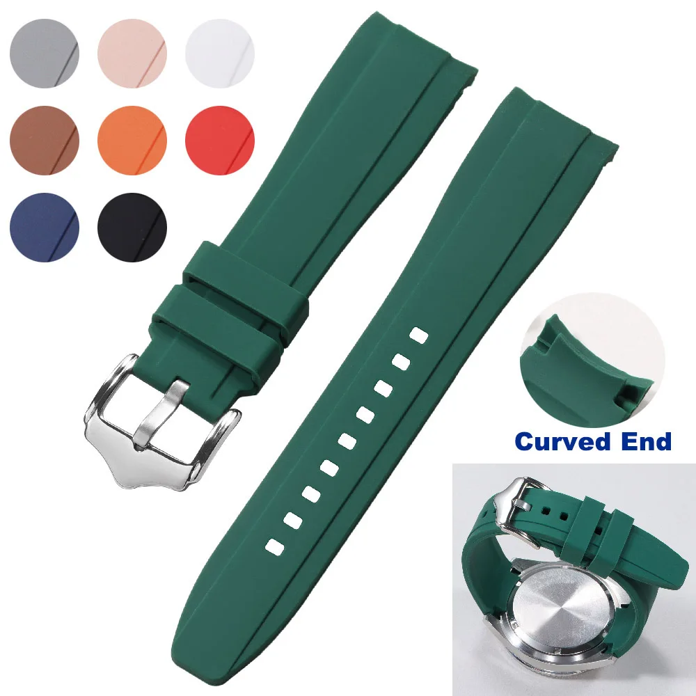 Premium Silicone Watch Band 20mm 22mm Curved End Rubber Watch Strap for Rolex for Citizen Replacement Watchband Bracelet for Men