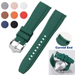 Premium Silicone Watch Band 20mm 22mm Curved End Rubber Watch Strap for Rolex for Citizen Replacement Watchband Bracelet for Men