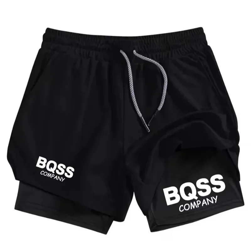 Kompressions-2-in-1-Schnelltrocknende Herren-Fitness-Laufshorts mit Doppelschicht für Training, Laufen, Bergsteigen, Sommer, Minimalistisch