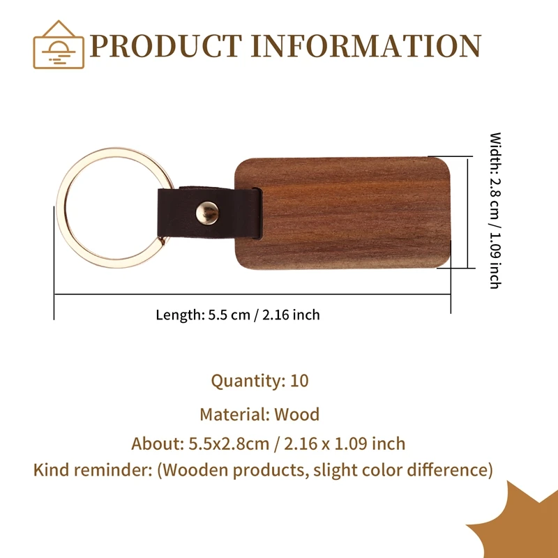 FULL-10Pcs gantungan kunci kayu persegi panjang koleksi gantungan kunci tas mobil liontin gantung lukisan kerajinan lucu gantungan kunci
