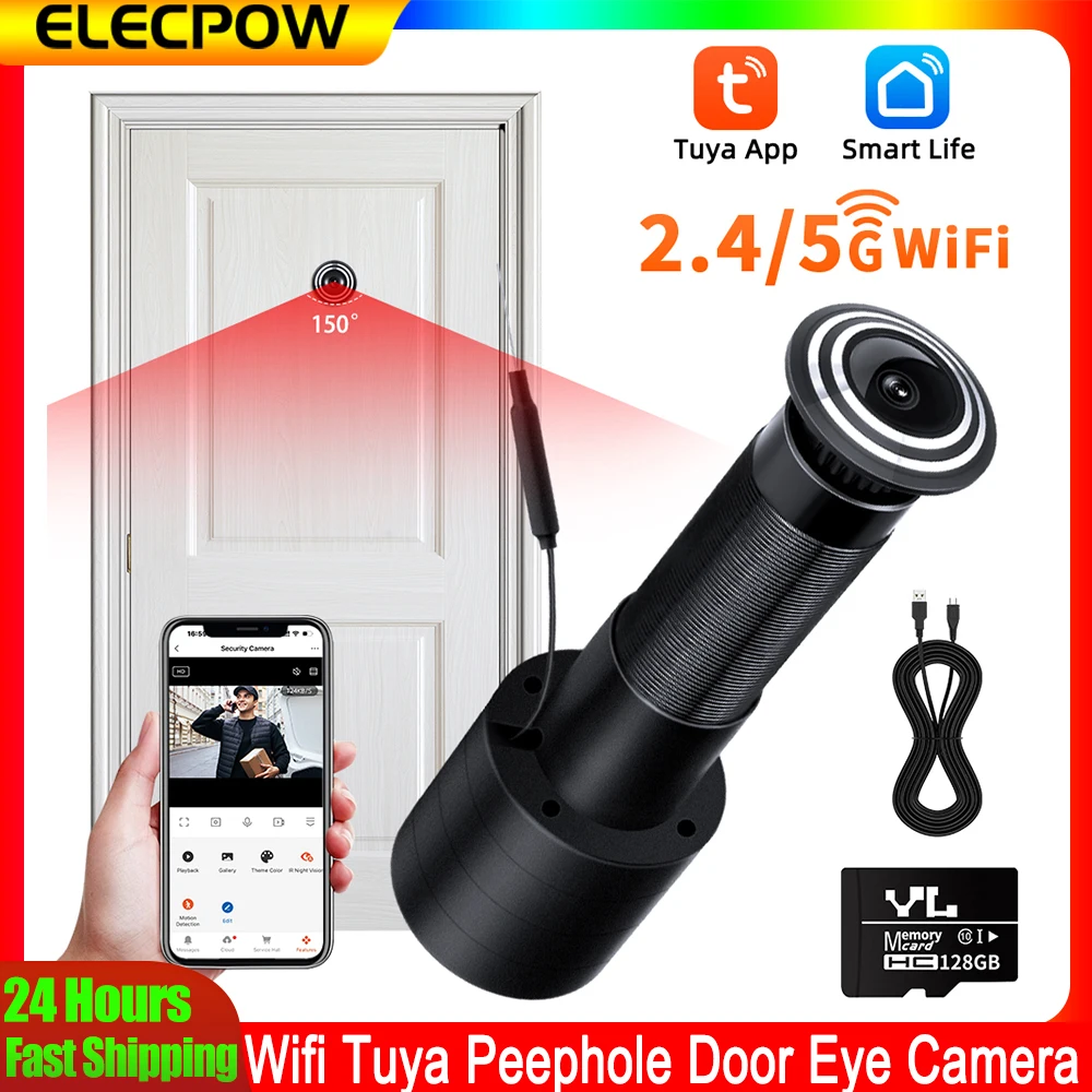 Elecpow 2.4G/5G Wifi Tuya Digital Door Peephole Camera 1080P Motion Detection Door Viewer Home Security Protection No Battery