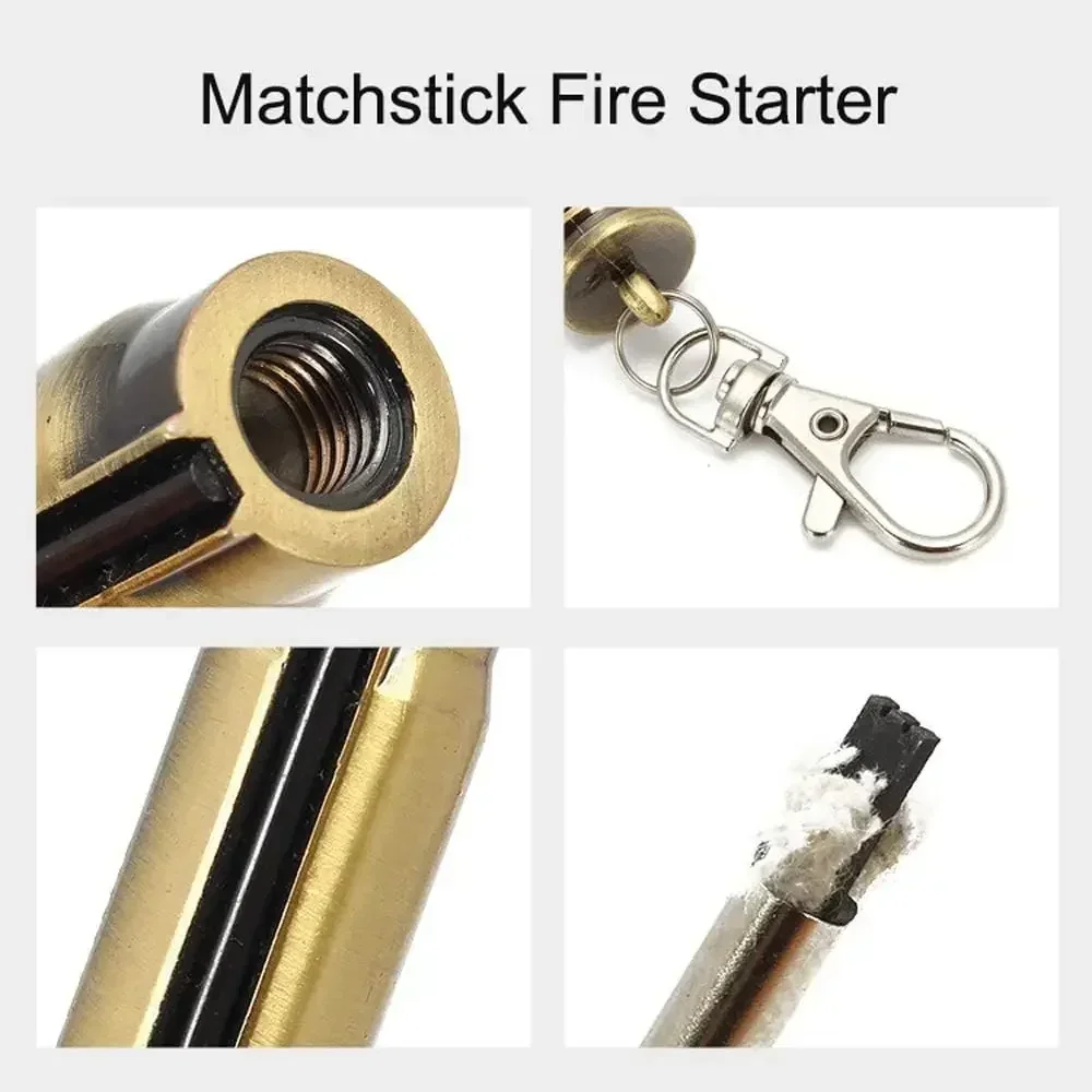 Portable Retro Waterproof Lighter, Metal Keychain Match Lighter,  Emergency Survival Equipment Lighter Barbecue Camping Gifts