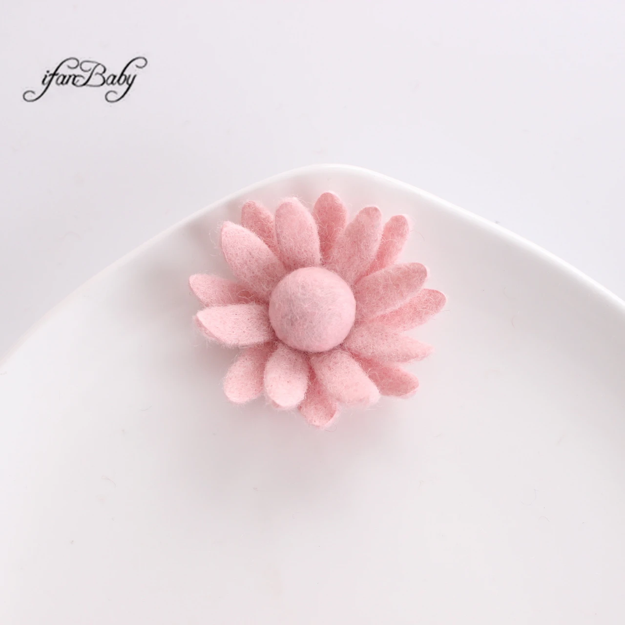 Soft Daisy Wool Fabric Floral Button in Center Felt Flowers For Kids Girl DIY Clothing Bag Hair Accessories