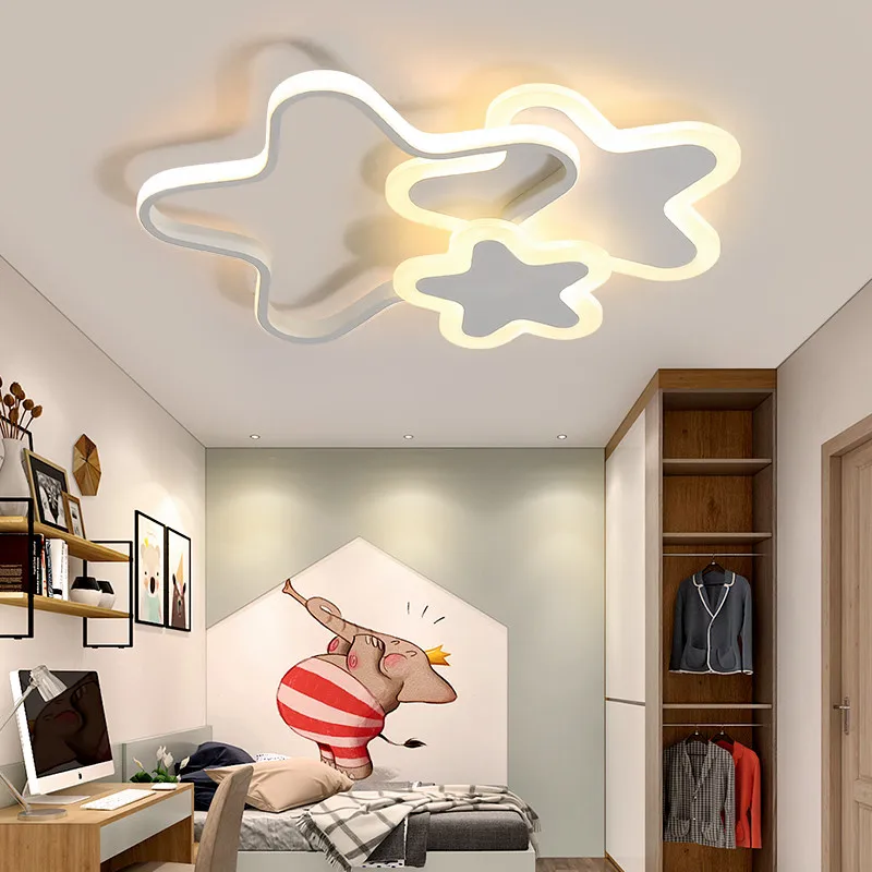 Plafoniera a LED Moon Star per camera Ragazzi Ragazze Decorazione camera da letto per bambini Lampade Bianco Rosa Asilo nido Illuminazione per camera dei bambini Soffitto