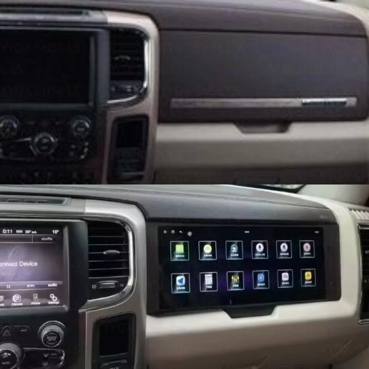 17 "أندرويد ل دودج رام 1500 2500 2013-2018 اللمس المشارك الطيار شاشة مشغل وسائط متعددة راديو السيارة ستيريو لتحديد المواقع والملاحة رئيس وحدة