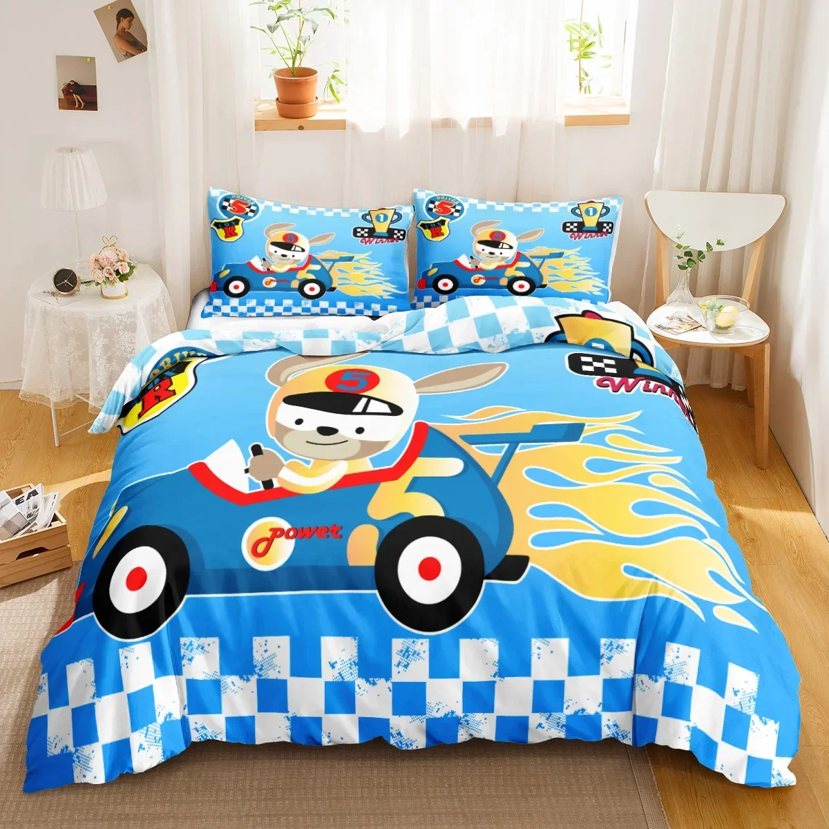 Cartoon Duvet Cover Set Cartton Car for Kids Teens Twin Bedding Set Bedclothes Car Theme Queen King Size Polyester Qulit Cover