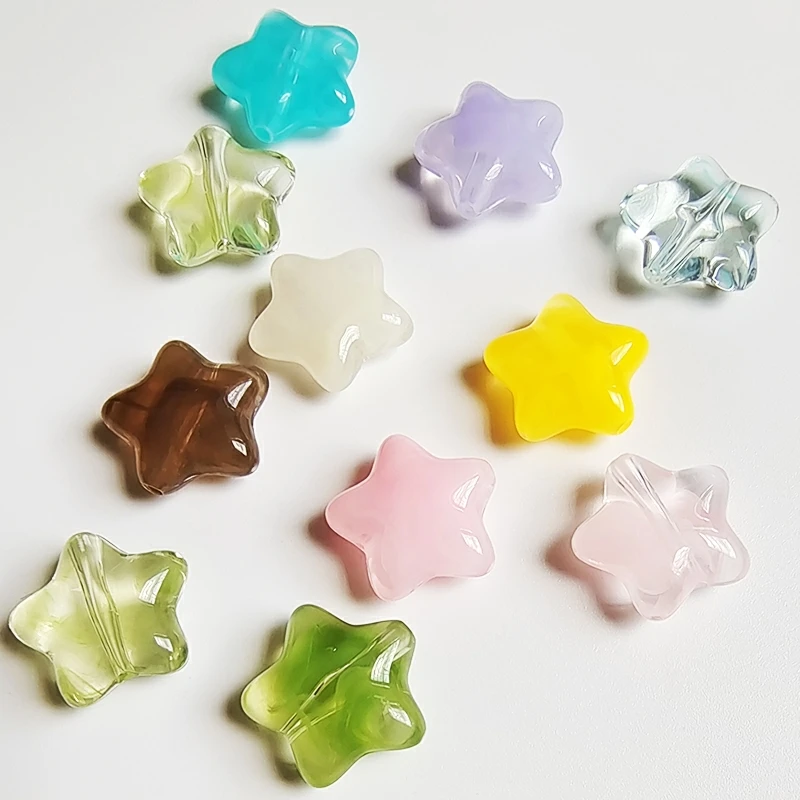 20pcs New Transparent Acrylic Stars Colorful Pentagram Beads for Fashion Jewelry DIY Making Accessories