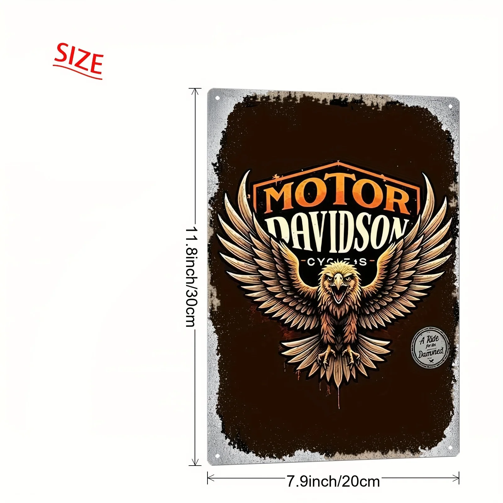 - Vintage Motorcycle Gear Iron Wall Sign , Durable Metal Decor with Classic Eagle & 