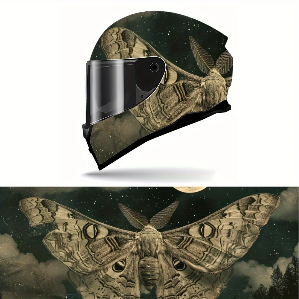 

Moth Animal Design Full Face Helmet Sticker - Durable PVC Art Style Motorcycle Racing Helmet Decorative Sticker, Custom Fit, Adj