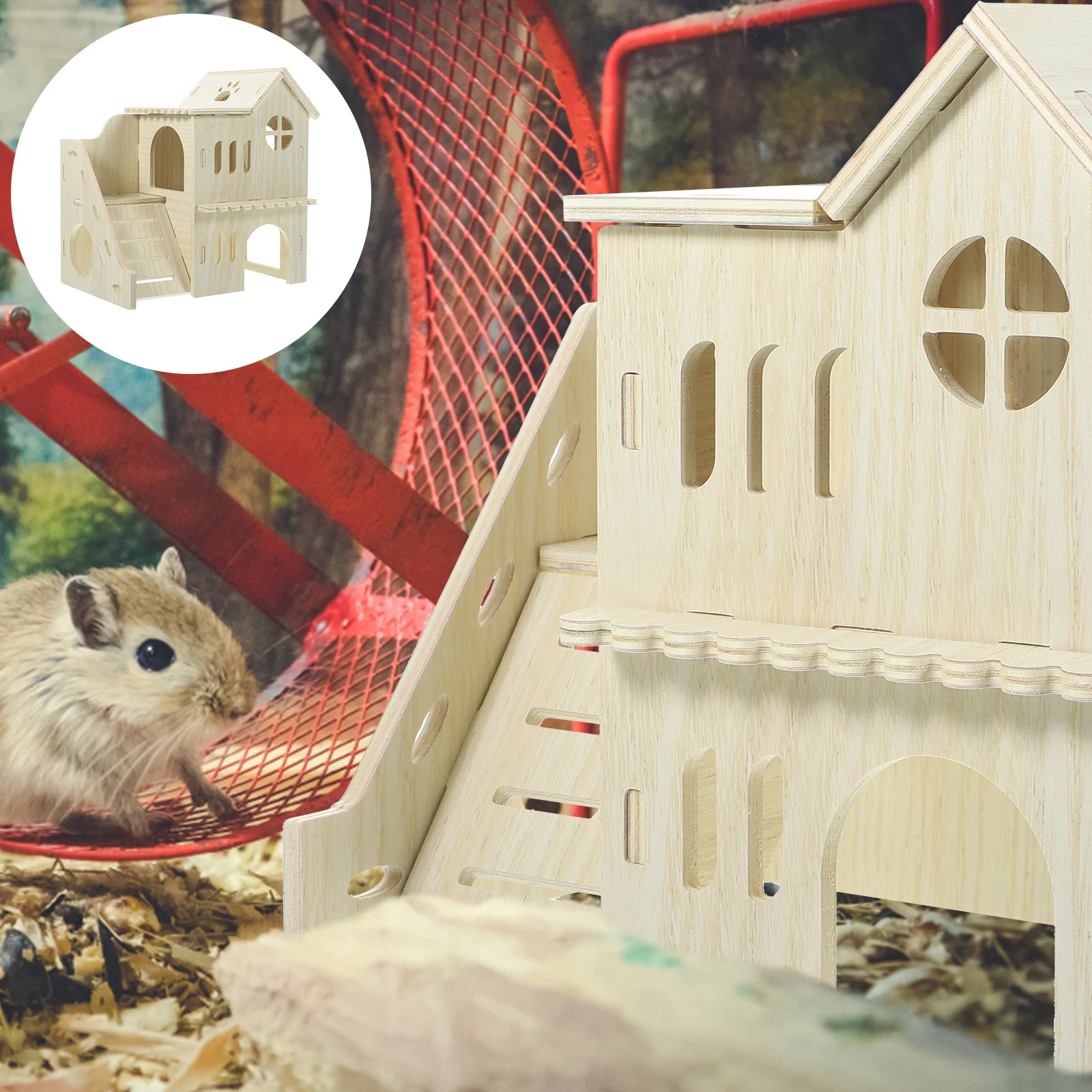 1PCS Wooden Guinea Pig Hideout Maze Pet House Exercise Relaxation Safe Comfortable Exquisite Craftsmanship Odor for Small