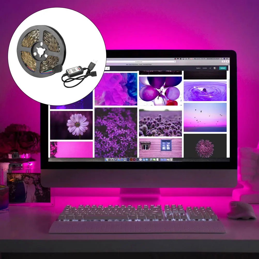 

1 Meter App Control LED Strip Lights Back Light 5050 Rgb Color Change Wireless Phone Remote Music Sensor Adjustable