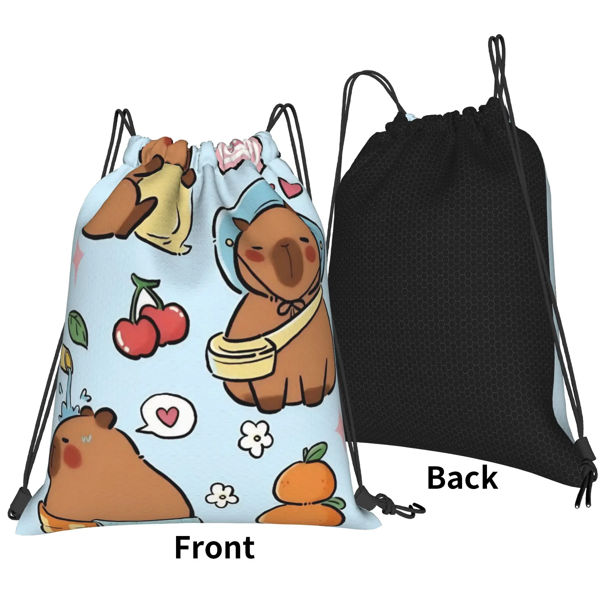 Cool Baby Animal Capybara Drawstring Backpack Gym Sports Sackpack Water Resistant  String Bag for Hiking 36cm (W) x 43cm (H)
