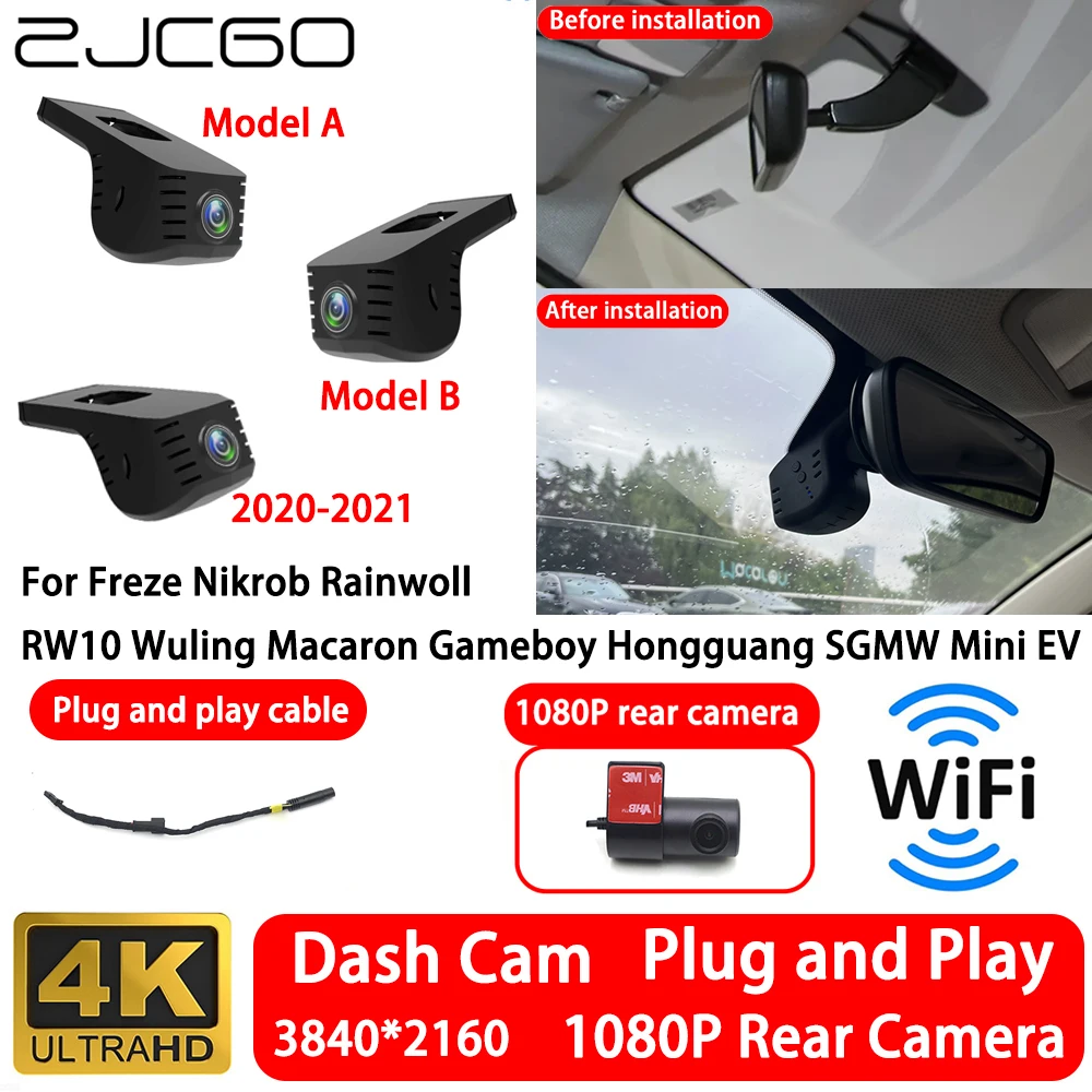 for Freze Nikrob Rainwoll RW10 Wuling Macaron Gameboy Hongguang SGMW Mini EV 4K Front Rear Camera Dash Cam Wifi Video Recorde