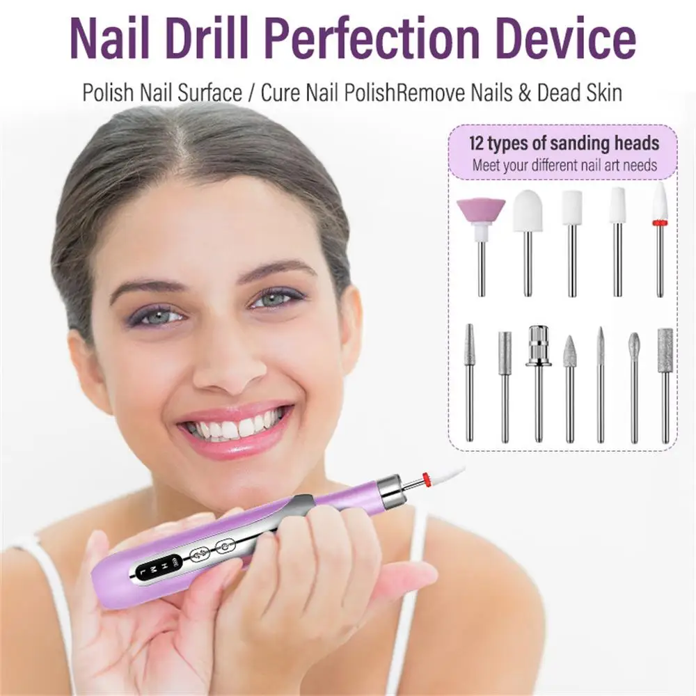 New Electric Nail Drill – Rechargeable, Portable Nail Polisher with Large Screen Display, for Nail Shaping, Buffing & Smoothing