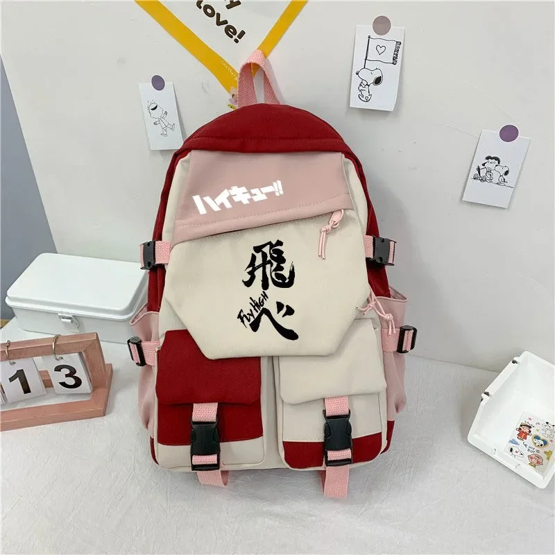 32×46×14cm Black Blue Green Red, Haikyuu, Anime, Student Kids Teens School Bags, Backpacks, Girls Boys