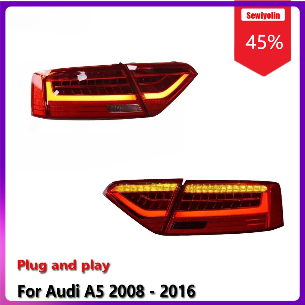 

Sewiyolin автомобильный светодиодный задний фонарь в сборе для Audi A5 2008-2016 задние стоп-сигналы для личного подъема, указатель поворота, противотуманные DRL