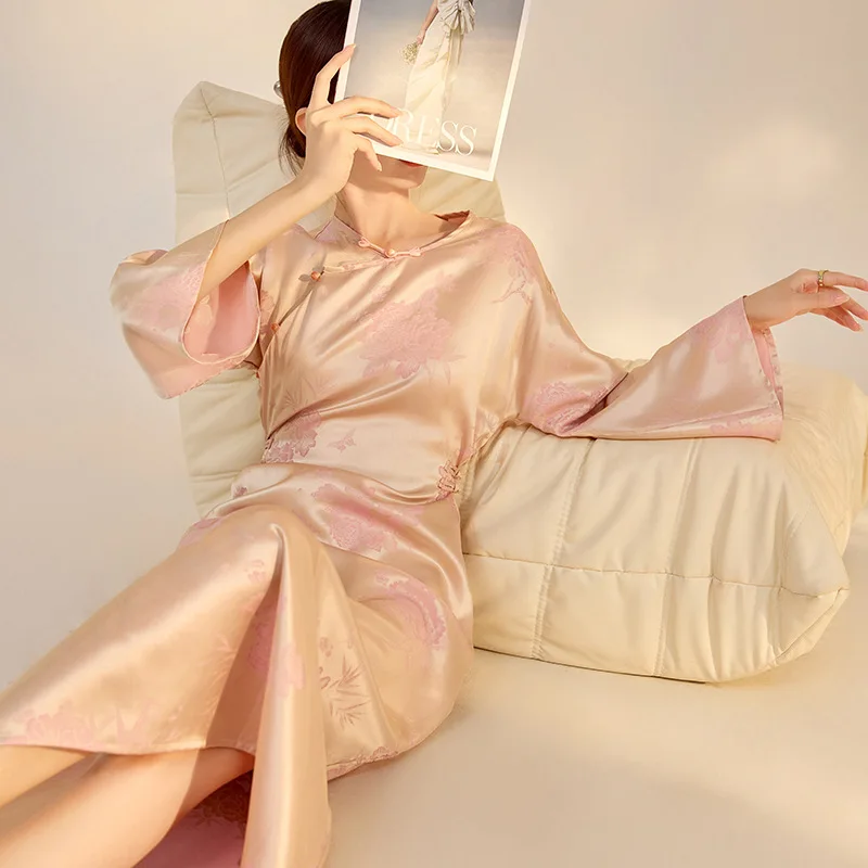 

Женское роскошное новое китайское платье Chesongam с длинным рукавом Qipao 2026, весенний новый халат Hanfu, традиционное платье Ципао на пуговицах