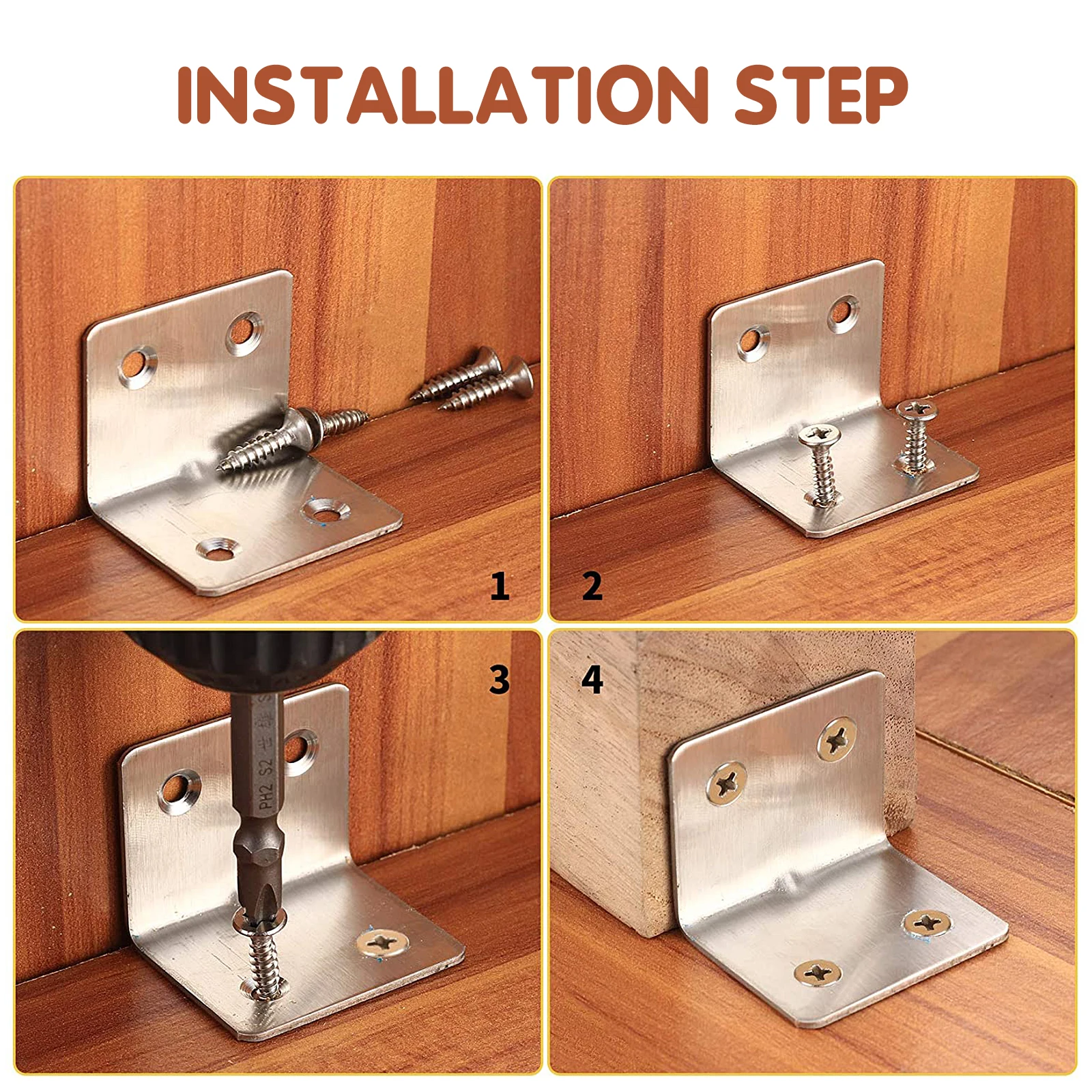 

20Pcs Heavy Duty Corner Braces Right Angle Stainless Steel Brackets with Screws for Durable Furniture Assembly