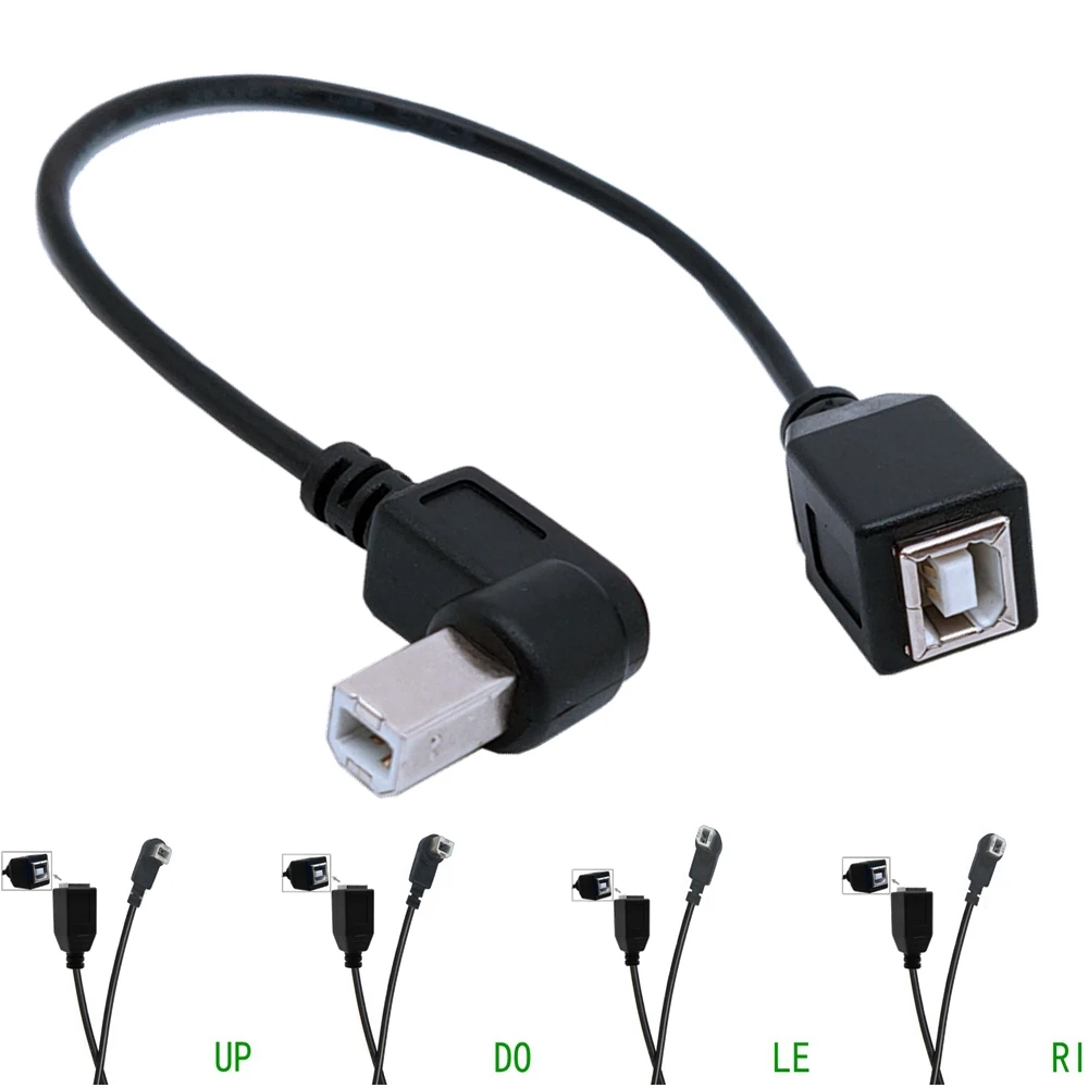 

USB 2.0 B Female to Type B Male 90° Rectangular Printer Short Extension Cable for Printer, Scanner, Mobile HDD and More