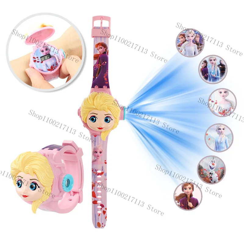 Disney Minnie Frozen proiezione elettronica per bambini guarda personaggi dei cartoni animati Spider-Man Iron Man giocattolo orologio per bambini regali di compleanno