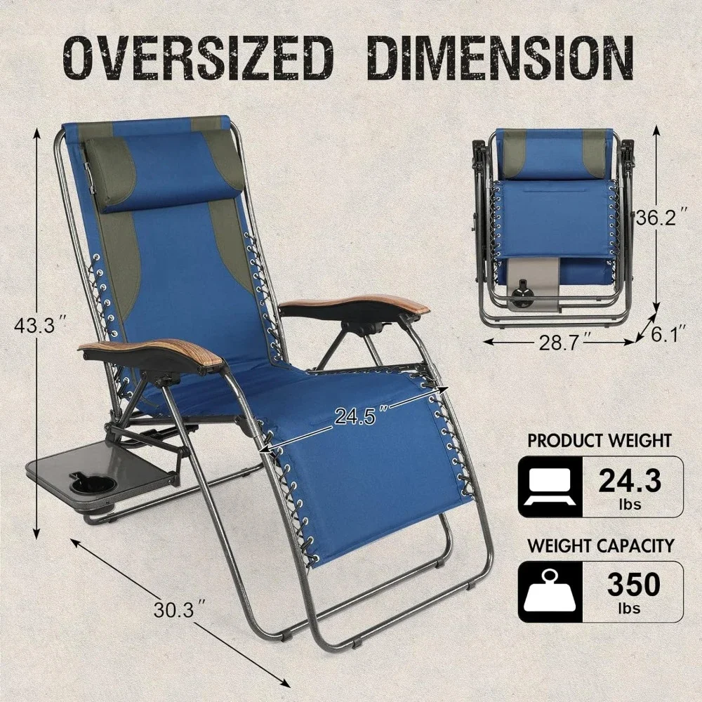 Folding Reclining Patio Chairs Zero Gravity Chairs Oversized Camping Chair Full Padded Zero Gravity Recliner With Side Table