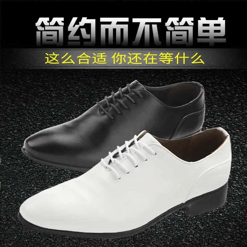

2025 New Men's White Leather Shoes Man Wedding Shoe Business Shoes for Men Pointed Leather Men Dress Shoes Zapatos De Hombre 신발