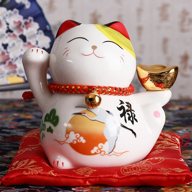 4-calowa ceramiczna figurka Maneki Neko Szczęśliwa skarbonka Fortune Ornament Skarbonka Feng Shui Prezent biznesowy