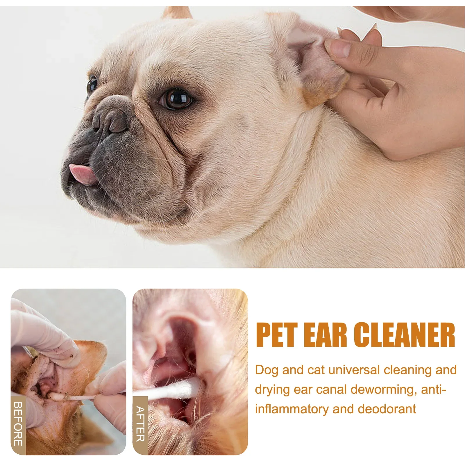 Pets Ear Cleaner Drops Prevents Itching Infection Inflammation Control Cats Ear Odors Dogs Removes Ear Mites Cleaning Liquid Set