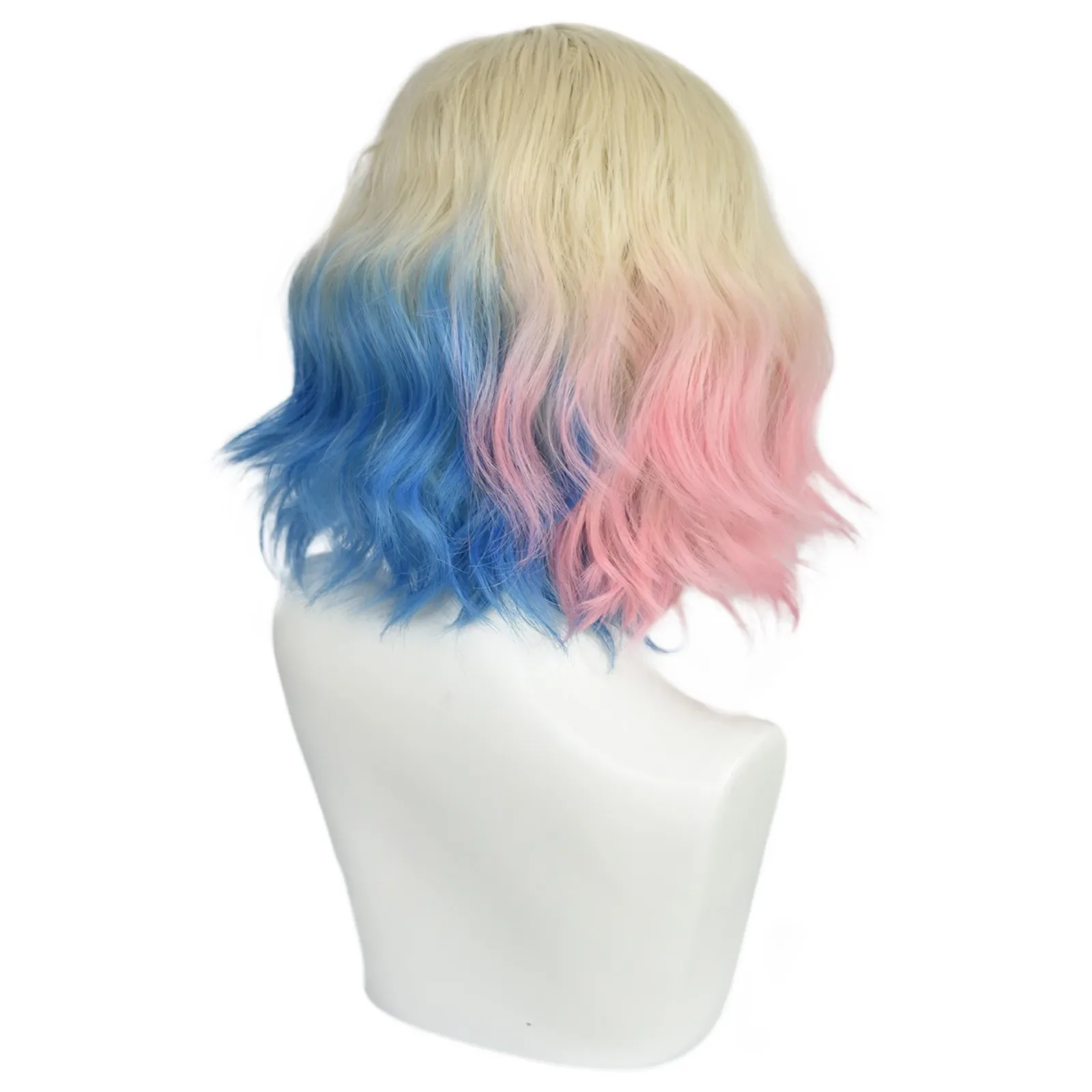 12inch Synthetic  Medium Length Ombre Beige and Blue Pink Enid Sinclair Cosplay Wig for Halloween Christmas School Thanksgiving