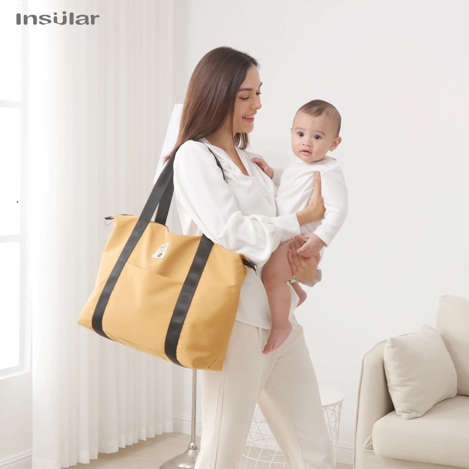 INSULAR Mommy Single Shoulder Bags Baby Diaper Handbag Mother-baby Portable Crossbody Multi-functional Large Capacity Waterproof