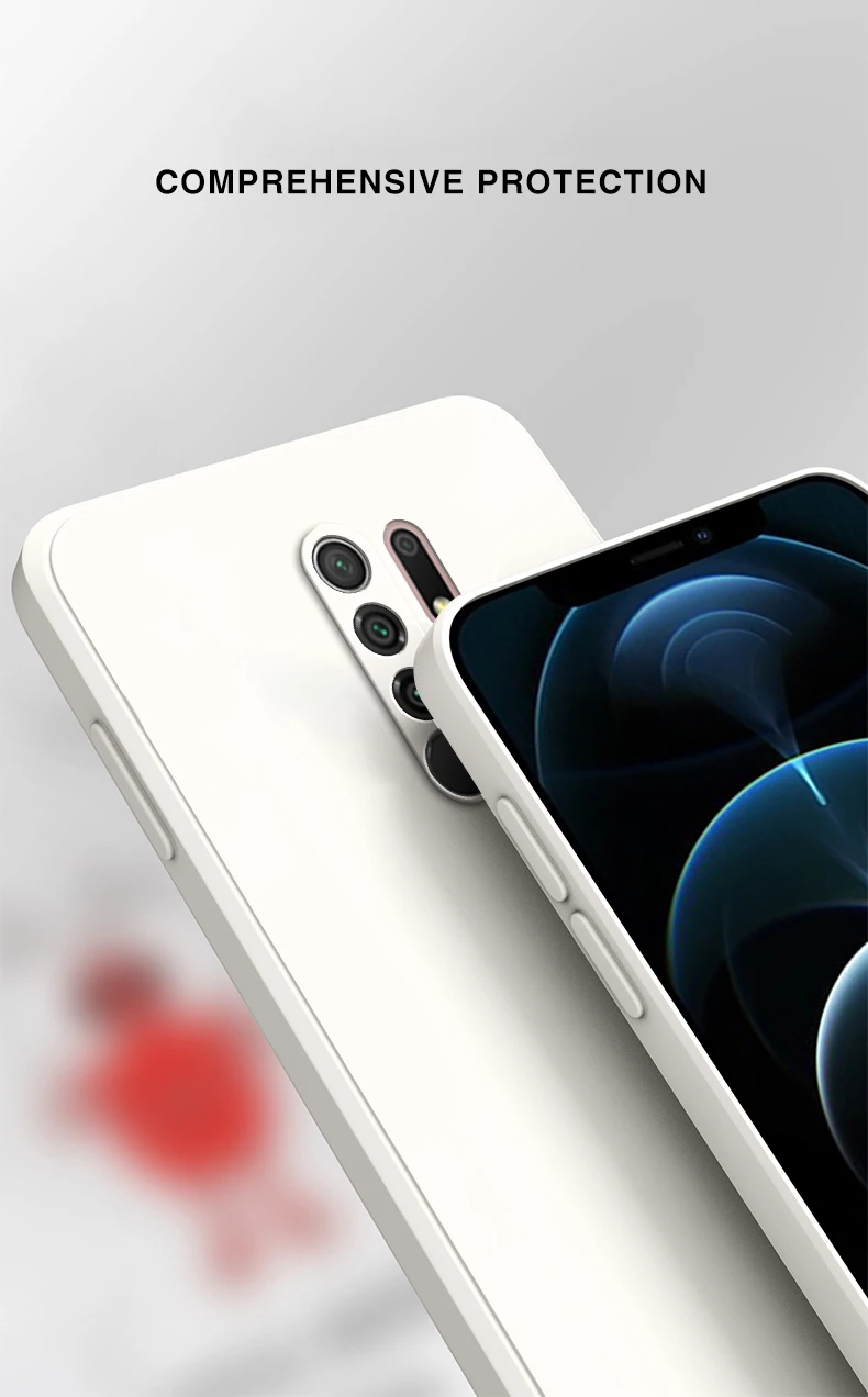 Original Square Liquid Silicone Case for Xiaomi Redmi 9 9A 9i 9T Power Camera Protective Cute Phone Back Cover Redmi9 T Fundas