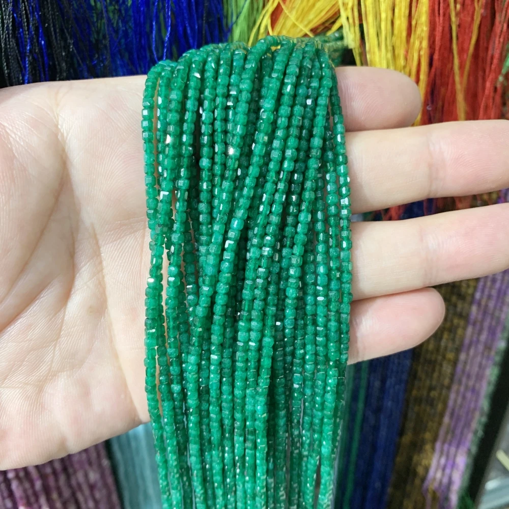 Natural 2x2mm Faceted Tanzanite Opal Turquoise Malachite Square Stone Beads Loose for DIY Jewelry Making Necklaces Bracelets