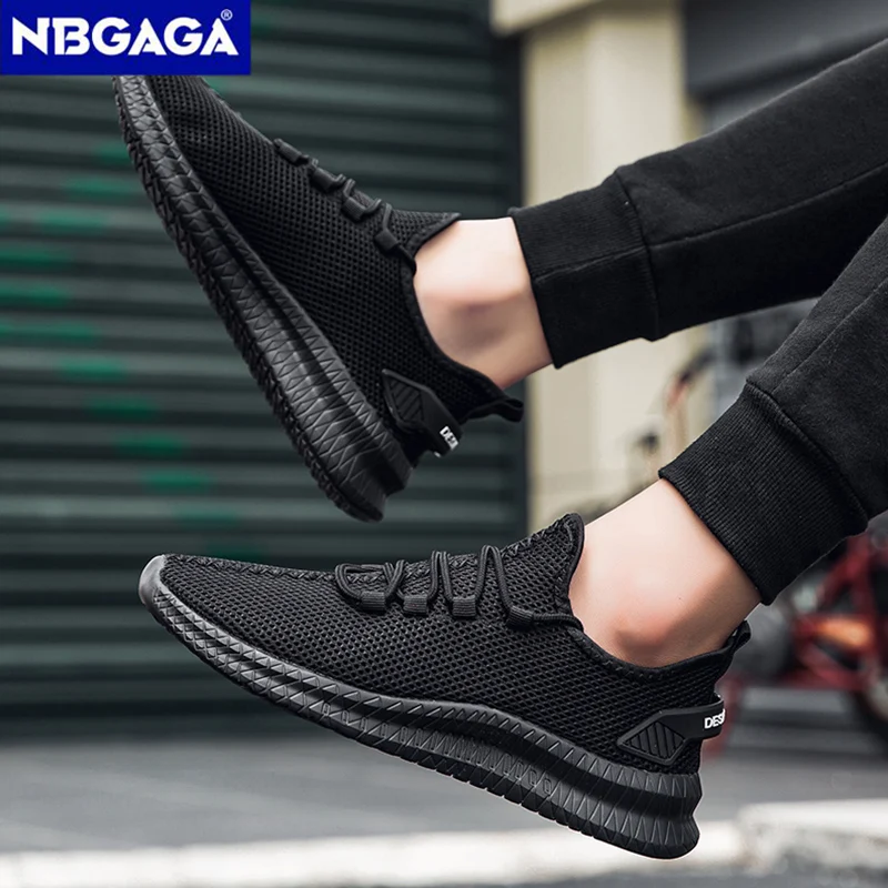 

Легкие мужские черные кроссовки, повседневные спортивные кроссовки для бега на шнуровке, уличные мужские прогулочные туфли с дышащей сеткой